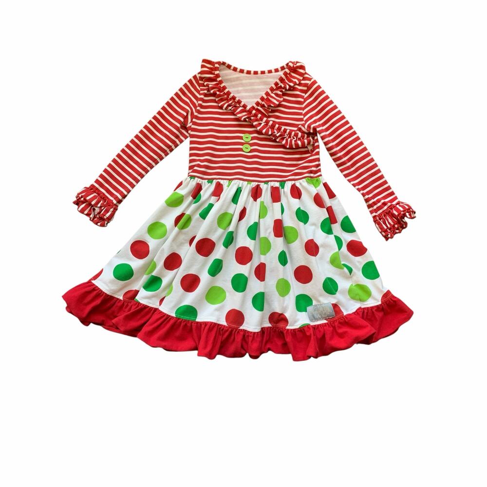 Eleanor Rose Christmas Dot Dress 6-7 Years